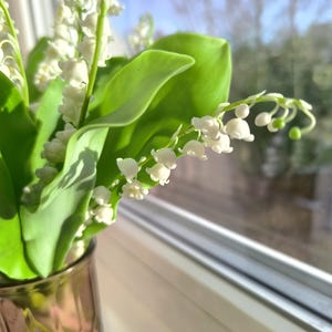 Bouquet of lilies, lily of the valley, may lily, home decor, floral arrangement, made of air dry polymer clay, present, gift, white image 4