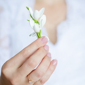 Wedding bouquet and boutonniere set, bridal bouquet, wedding flowers, air dry polymer clay, snowdrop bouquet, blue muscari image 3