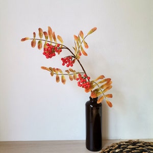 Rowan, sorb, home decor, floral arrangement, made of air dry polymer clay, rowan berry, natural look rowan