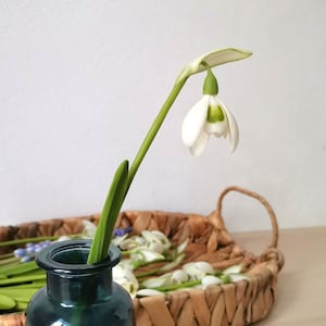 Handmade snowdrops, polymer clay flowers, white snowdrops, home decor
