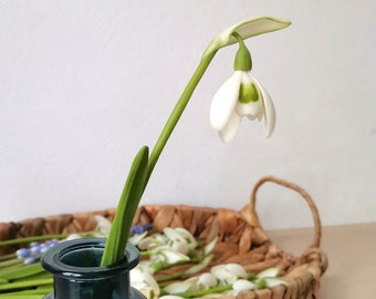 Handmade snowdrops, polymer clay flowers, white snowdrops, home decor