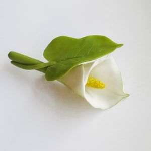 Brooch, handmade brooch, Calla lily brooch, boutonniere, white