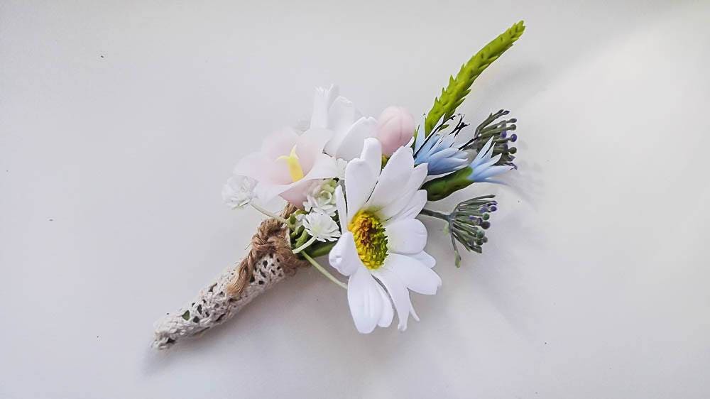 Wedding Bouquet and Boutonniere Set, Rustic Bouquet, Boho Bridal