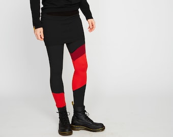 Leggings Hose Damen Trio Rot Schwarz BeeBee