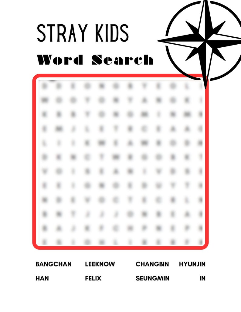 Stray Kids Members Word Search Printable PDF Perfect for Stay - Etsy