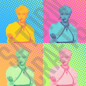 Ateez Seonghwa Pop Art Digitaldruck - Lebhaftes Fan Art PDF