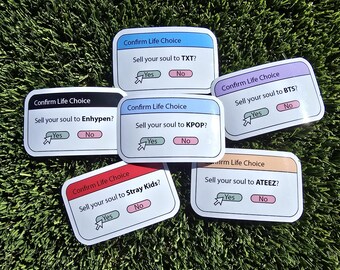K-pop Waterproof Sticker – Sell Soul to Kpop Sticker for Laptops, Water Bottles, Phones – BTS, Stray Kids, TXT, Enhypen, Ateez Fan Gift