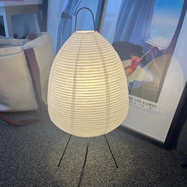 Lampe de table japonaise en papier de riz - Lampe en papier minimaliste - Lampe de riz - Veilleuse de chevet unique - Lampe décorative - Décoration d'intérieur esthétique