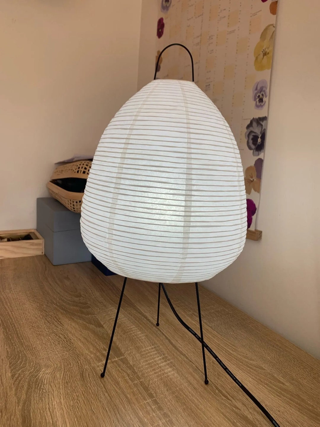 Japanese Paper Lamp, Minimalist Rice Paper Lamp, Hand Woven Table Lamp