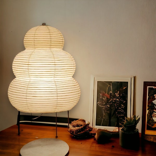 Wabi Sabi Japanische Reispapierlampe, Schreibtischlampe aus Reispapier, japanische Wohndekoration, einzigartiges Nachttischlicht, Stehlampe aus Reispapier