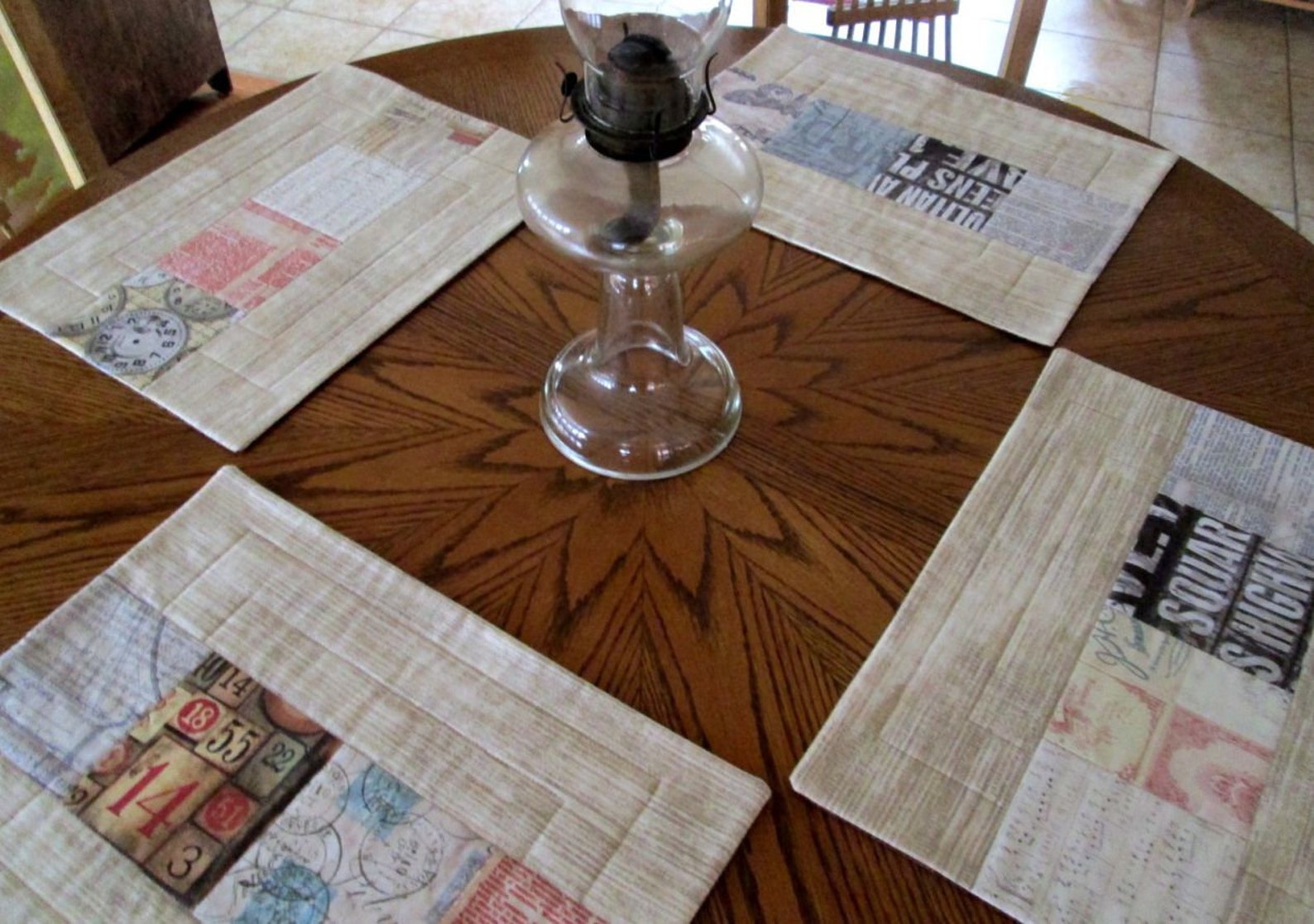 Four Vintage Style Placemats Pale Woodgrain Print Dark Etsy