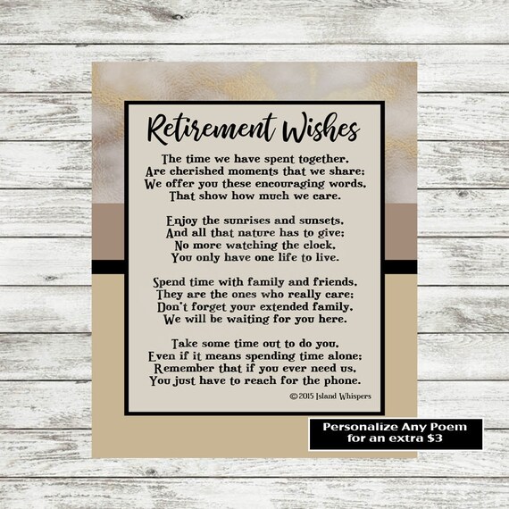 Retirement Gift Retirement Poem CoWorker Retirement Boss Etsy