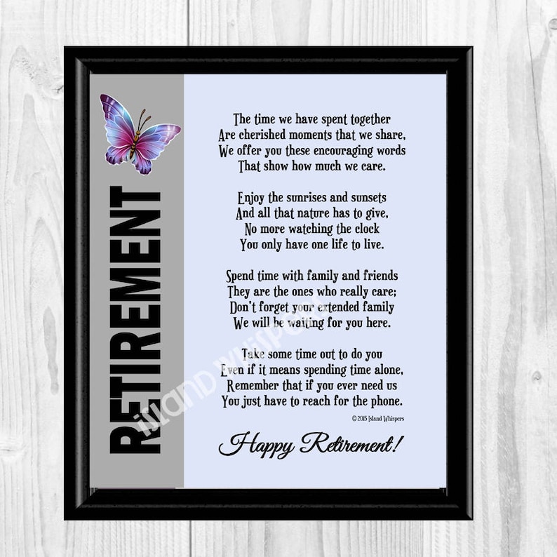 Retirement Poem Retirement Gift Co-worker Retirement Boss | Etsy