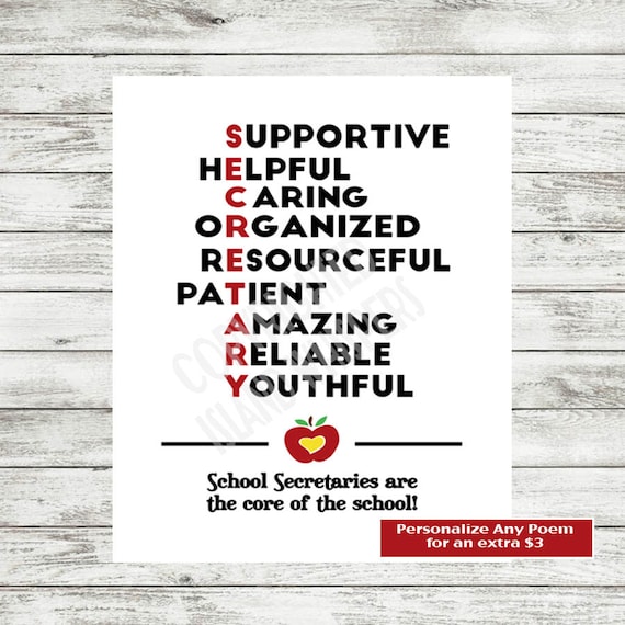 Secretary Print School Secretary Thank You Secretary Etsy