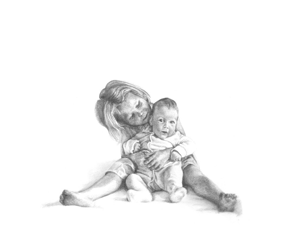 Big Sister 12x17cm Digital Print From Pencil Drawing With Etsy