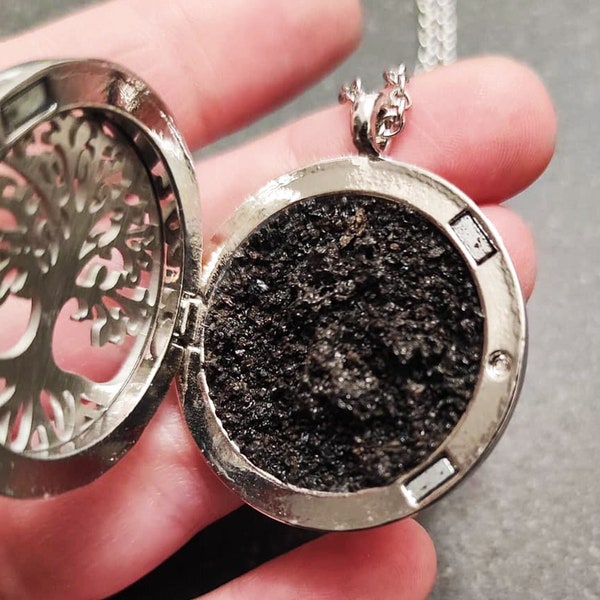 Collana albero della vita ciondolo apribile albero della vita collana aromaterapia collana diffusore di oli essenziali in pietra lavica