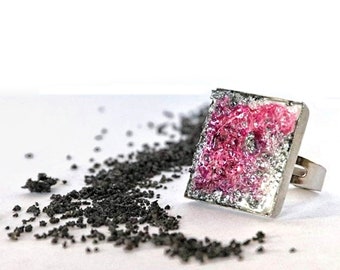 LavaGestein Ring aus echter Vulkanasche aus Ätnas Vulkanismus 2013