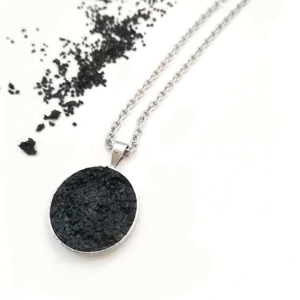 Black druzy necklace in real lava stone from Etna, nature, raw stone volcano necklace, volcanic ash jewelry, made in Italy, made in SICILY!