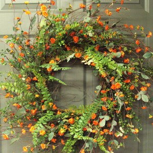 Fall Wreath, Summer Wreath, Front Door Wreath, Airy Wildflower Wreath, Wildflower Wreath, Airy Wreath, Grapevine Twig Wreath, Mini Roses,