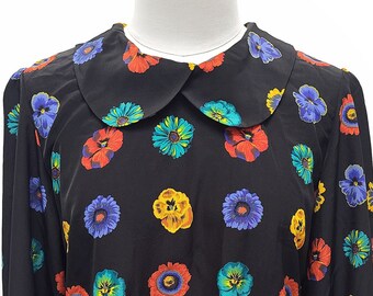 Japan Made Vintage Blouse / Cest La Clair / Free Shipping / 80s 90s Blouse / Floral Print / Floral Blouse / Cute Blouse / Secretary Blouse