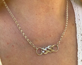Mobius Silver DOUBLE INFINITY Rolo Chain, Love Symbol, Relationship Jewelry, Figure-eight Pendant, Infinity, Eternity, Life