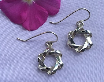 Mobius Silver STAR Earrings, Dangle Star Earrings, Small Star, STAR of LIFE, Silver Judaica Earrings, Earrings & Pendant, Yoga, Hanukkah
