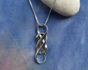 Mobius Silver DOUBLE INFINITY Pendant, Relationship Pendant, Vertical Infinity, Love Pendant, Spiritual Symbol, Men/Women Pendant, Yoga