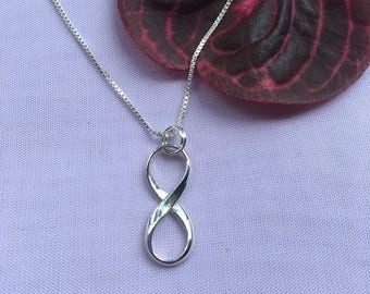 Mobius Silver SMALL Infinity Necklace, Simple Charm, Infinity Symbol, Pendant & Earrings Matching Set, Women/Girls, Popular, Love, Life