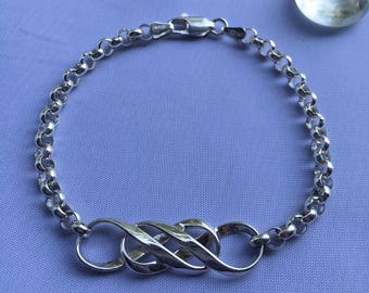 Möbius Silber DOUBLE INFINITY Rolo Armband, Beziehungs-Armband, Silber Infinity Kettenarmband, Double Infinity Symbol, Liebe, Leben, Yoga