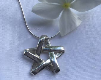 Mobius Silver 5 POINTS STAR Pendant, Large Star, Men/Women Jewelry, Pentagram Star, Pentacle, Star Symbol Charm, Be the Star that you are!
