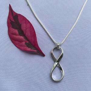 Mobius Silver MEDIUM Infinity Necklace, Vertical Infinity, Wedding, Friendship Pendant, Engraved Infinity, Popular Pendant, Love, Life