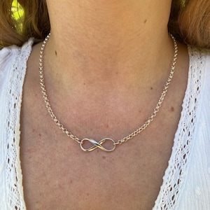 Mobius Silver SMALL INFINITY Necklace, Womens Infinity, Girls infinity, Silver Choker Necklace, Small Infinity Symbol, Love, Life, Yoga