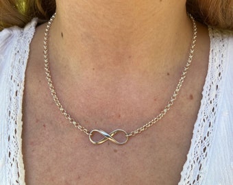 Mobius Silver SMALL INFINITY Necklace, Women/Girls Pendant, Sterling Eternity Necklace, Elegant, Simple, Sweet, Love, Life, Bridesmaid