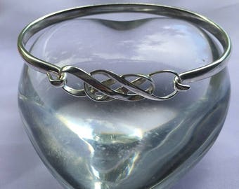 Mobius Silver DOUBLE INFINITY Cuff Bracelet, Relationship Bracelet, Double Infinity Symbol, Custom Engraved, Celebration, Love, Life