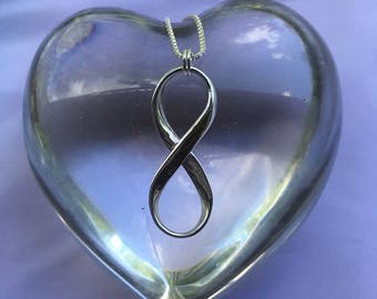 Mobius Silver LARGE INFINITY Necklace, Men/Women Gift, Vertical Infinity, Personal Engraving, Eternity, Life, Love, Yoga Symbol