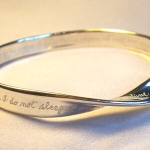 Mobius Silver WIDE MEDIUM Bangle Bracelet, Mobius Strip Bangle, Custom Engraving Infinity Bracelet, Personalized Bangle, Love Bracelet, Life image 6