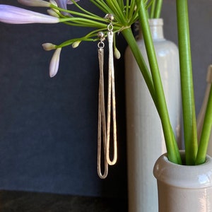 Handmade. Minimalist Teardrop Dangle Earrings. Hand Forged Hammered Sterling Silver. Posted Earrings.