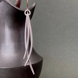 Handmade Dangle, Chandelier Statement Earrings. Sterling Silver and 24karat Gold Vermeil. Hand Forged and Hammered.