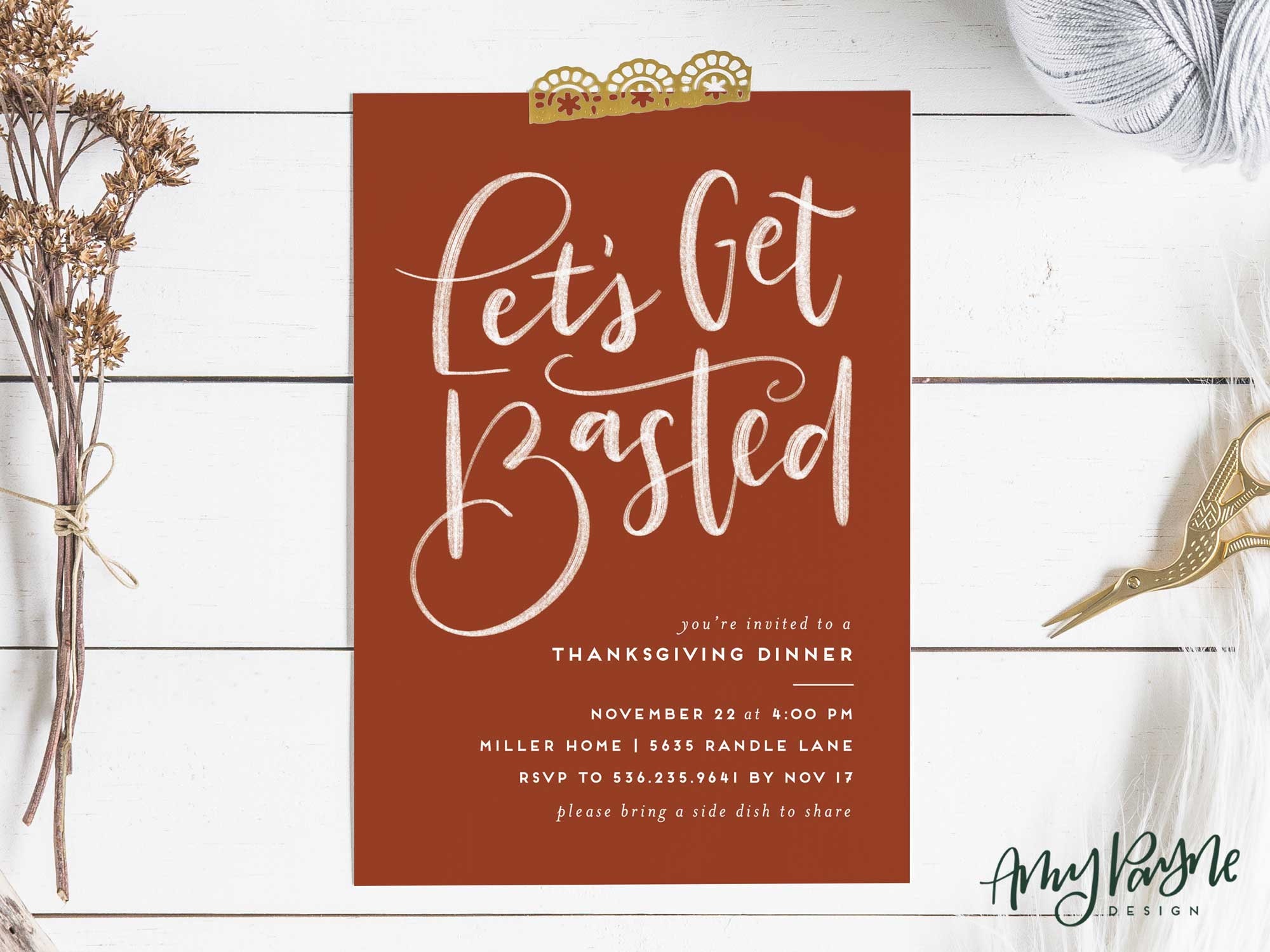 let s get basted thanksgiving dinner invitation printable