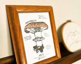 Portobello Pilz Druck, 13x18 Pilz Kunst, Büttenpapier
