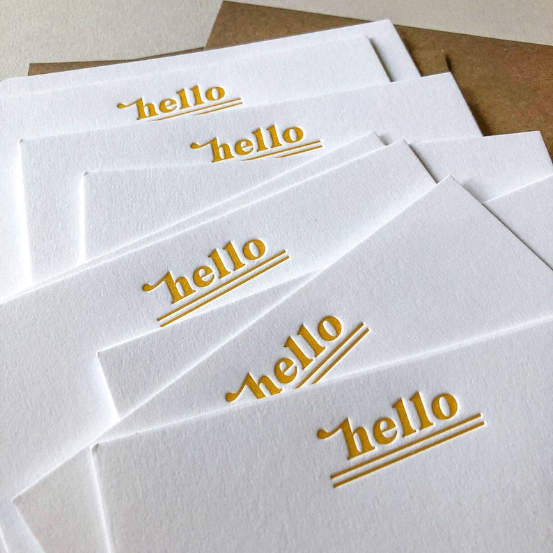 Hello Note Card Hello Notecards, A2 Notecards, Notecard Set - Etsy