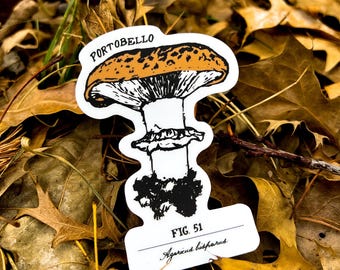 Portobello Pilz Aufkleber, Vintage Pilz Aufkleber, niedlicher Pilzaufkleber