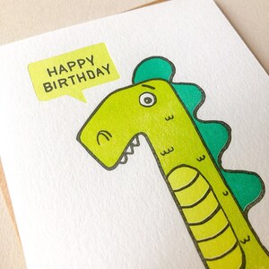 Happy Birthday Dinosaur Card, Letterpress Card image 3