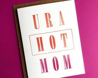 URA HOT MOM, Muttertag, Muttertagskarte, Letterpress Grußkarte