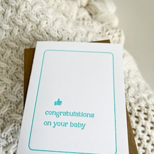 Congratulations on Your Baby, Baby Card, Letterpress Card, Baby Shower Card