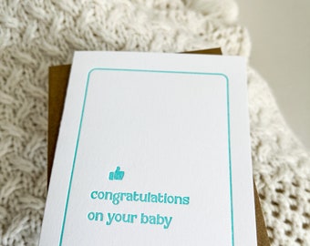 Congratulations on Your Baby, Baby Card, Letterpress Card, Baby Shower Card