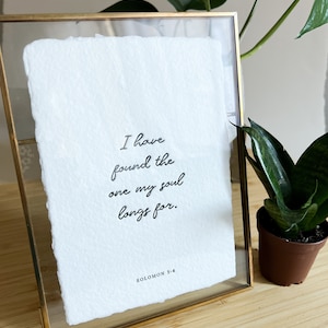 Solomon 3:4 Print, Letterpress Print, Handmade Deckled Paper Art Print, 5x7 print
