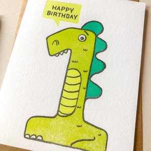 Happy Birthday Dinosaur Card, Letterpress Card image 4