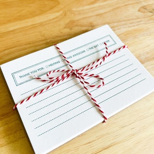 Thank You Memo, A1 Notecard, Letterpress Karte, handgemacht, Set mit 8 Notecards, Dankeschön-Kartenset