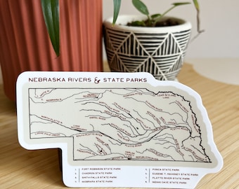 Nebraska Rivers & State Parks Map Sticker
